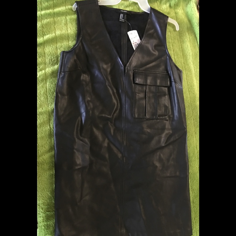 Faux leather black dress